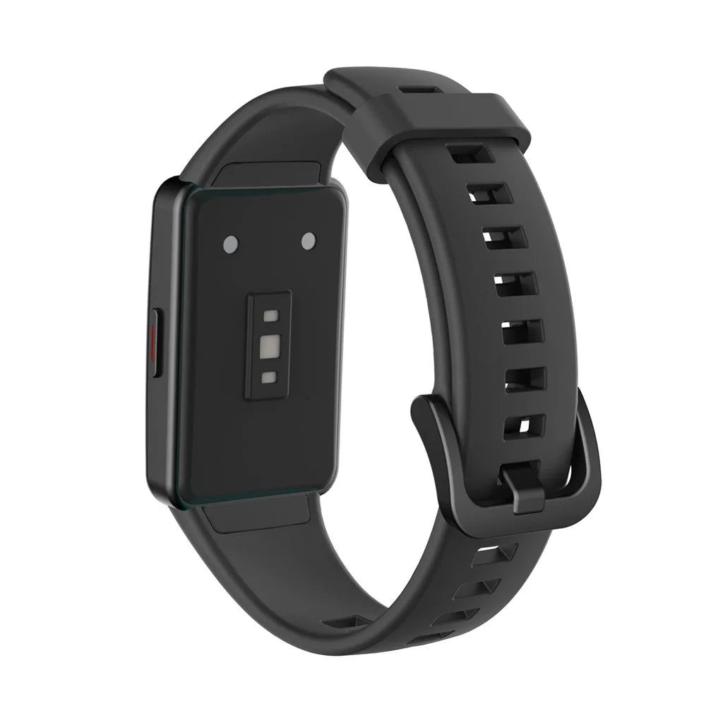 Solid Color Soft Silicone Watch Strap for Honor Band 6 - Black - 2