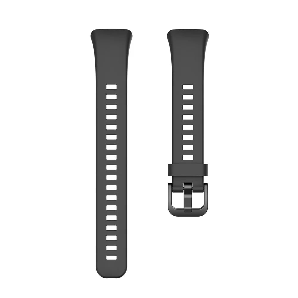Solid Color Soft Silicone Watch Strap for Honor Band 6 - Black - 3