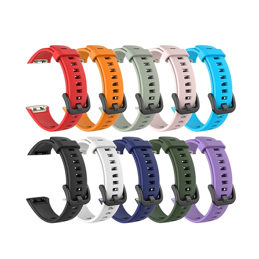 Solid Color Soft Silicone Watch Strap for Honor Band 6 - Black - 6