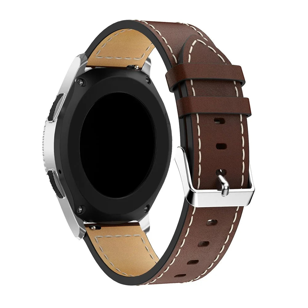 Genuine Leather Smart Watch Strap for Samsung Galaxy Watch 42mm - Coffee - 1
