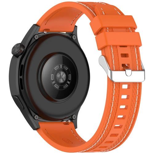 Silicone Strap for Huami Amazfit Bip 5 / GTR 47mm / GTR 2 Universal 22mm Stitching Lines Watch Band - Orange - 1