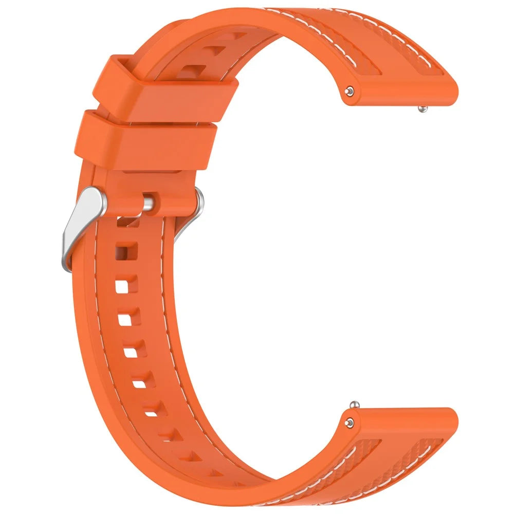Silicone Strap for Huami Amazfit Bip 5 / GTR 47mm / GTR 2 Universal 22mm Stitching Lines Watch Band - Orange - 3