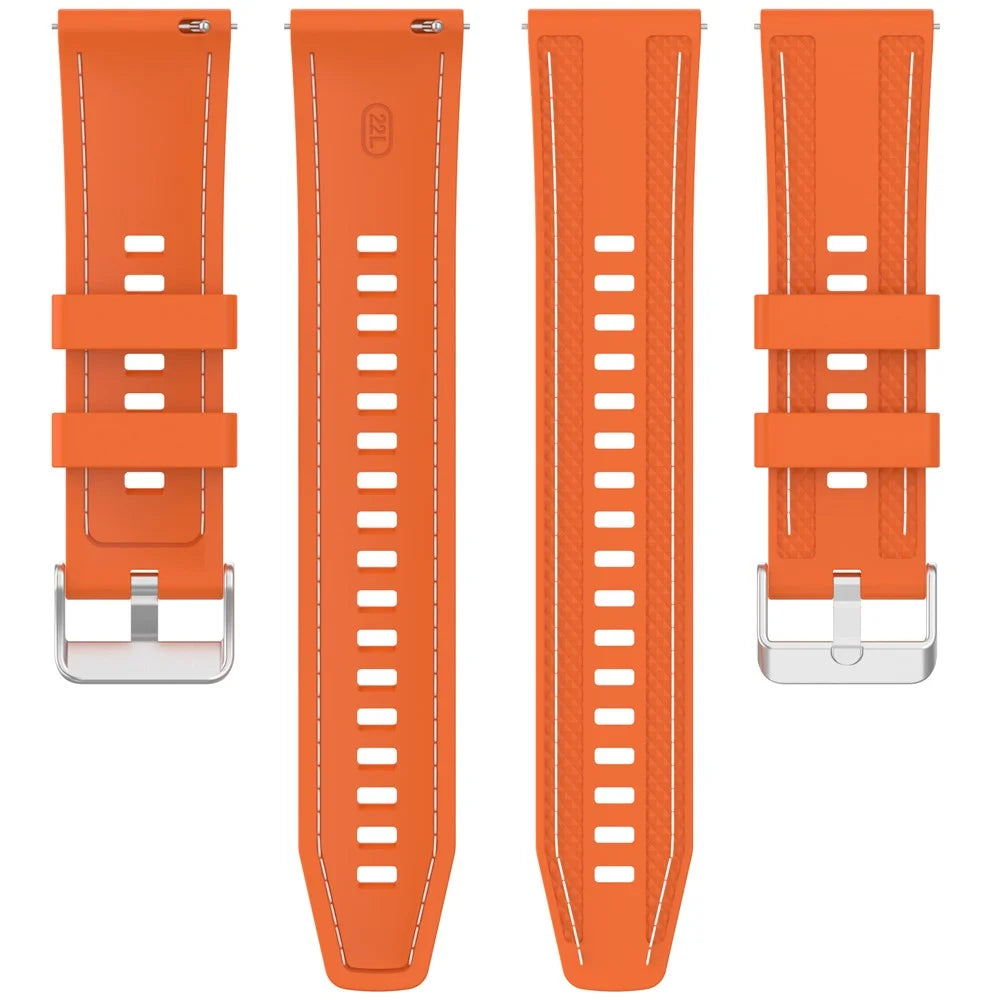 Silicone Strap for Huami Amazfit Bip 5 / GTR 47mm / GTR 2 Universal 22mm Stitching Lines Watch Band - Orange - 5