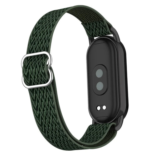 For Xiaomi Smart Band 9  /  8 Nylon Wave Pattern Watch Strap Metal Clasp Adjustable Wristband - Dark Green - 1