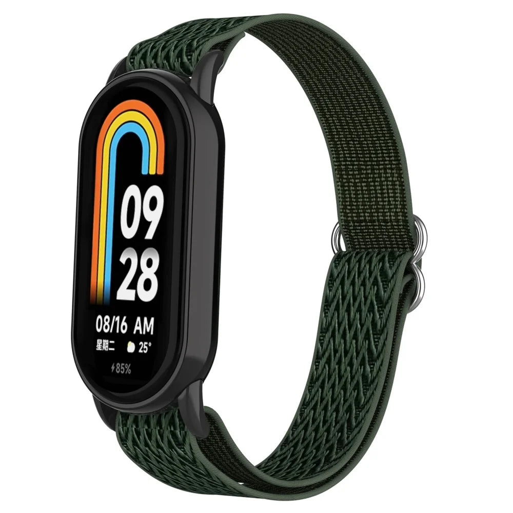 For Xiaomi Smart Band 9  /  8 Nylon Wave Pattern Watch Strap Metal Clasp Adjustable Wristband - Dark Green - 2
