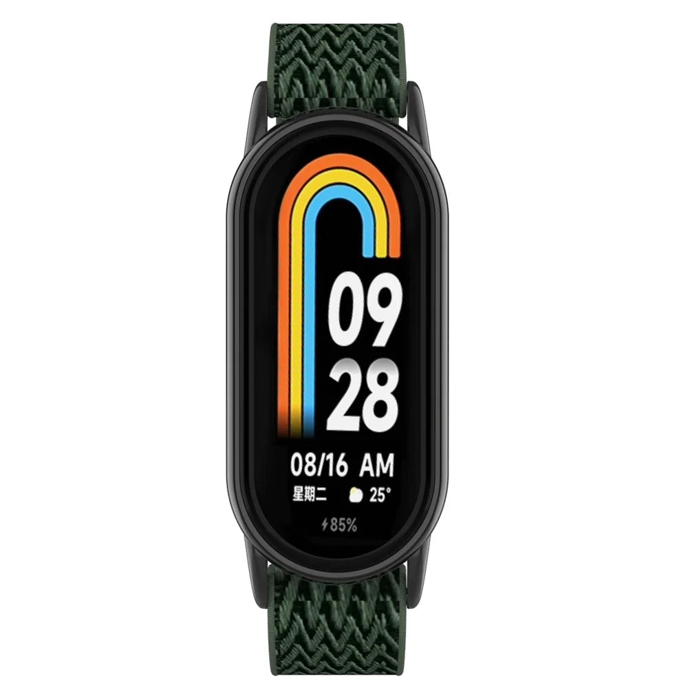 For Xiaomi Smart Band 9  /  8 Nylon Wave Pattern Watch Strap Metal Clasp Adjustable Wristband - Dark Green - 6