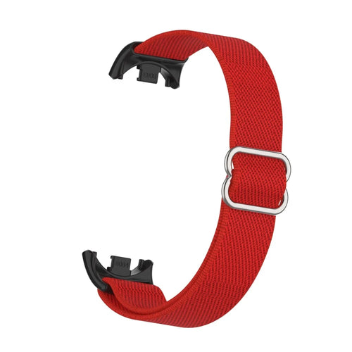 For Xiaomi Smart Band 9 / Smart Band 8 Nylon Wrist Strap with Connector Elastic Watch Band - Red - 1
