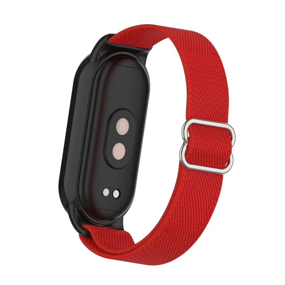For Xiaomi Smart Band 9 / Smart Band 8 Nylon Wrist Strap with Connector Elastic Watch Band - Red - 2