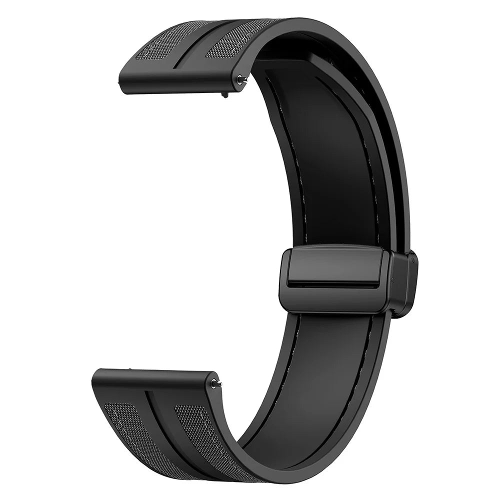 22mm Watch Band For Huawei Watch GT 5 Pro 46mm / Garmin Forerunner 265 Nylon+Silicone Smartwatch Strap - Black - 1