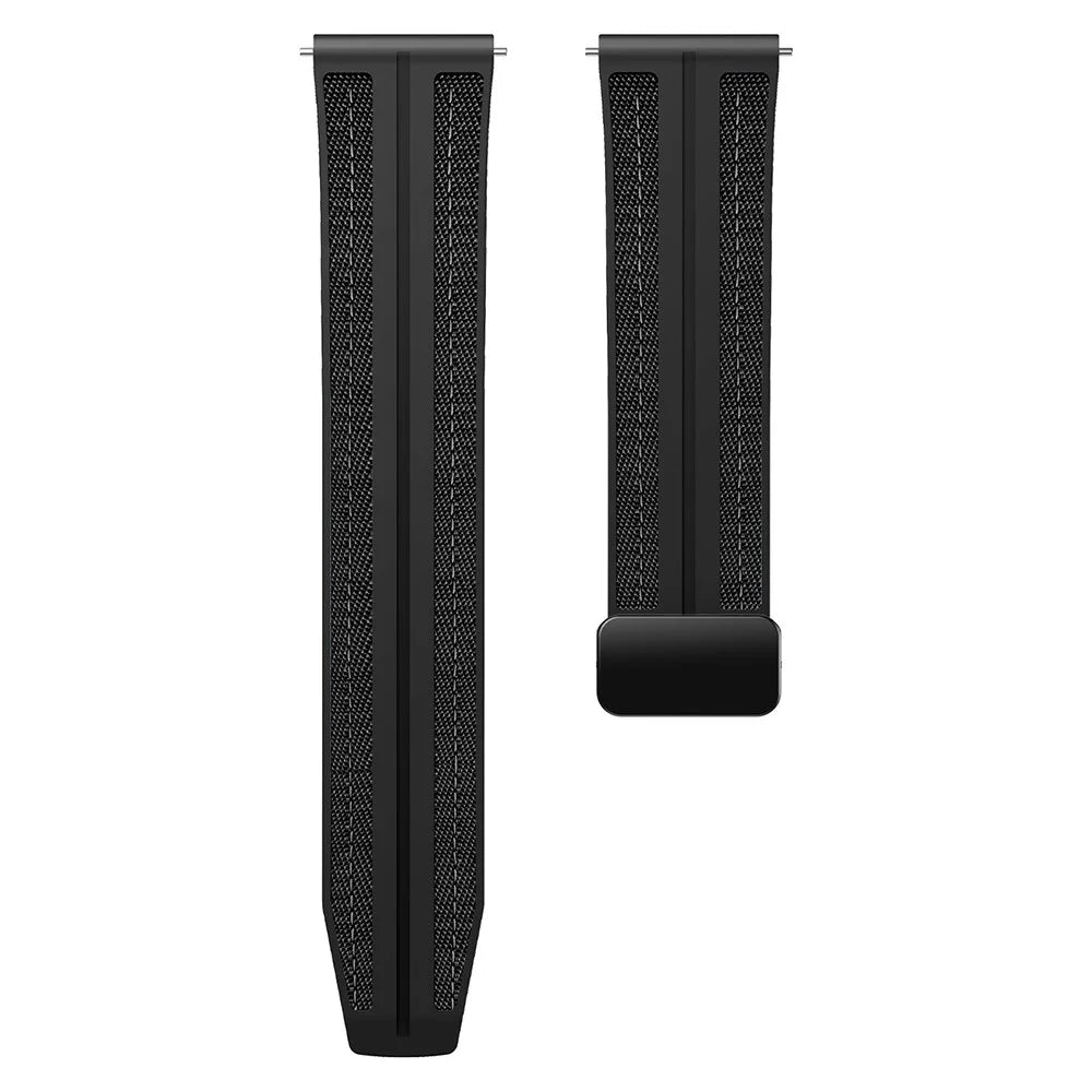 22mm Watch Band For Huawei Watch GT 5 Pro 46mm / Garmin Forerunner 265 Nylon+Silicone Smartwatch Strap - Black - 2
