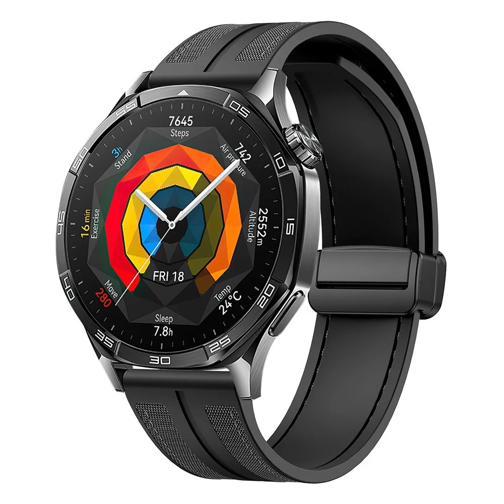 22mm Watch Band For Huawei Watch GT 5 Pro 46mm / Garmin Forerunner 265 Nylon+Silicone Smartwatch Strap - Black - 3