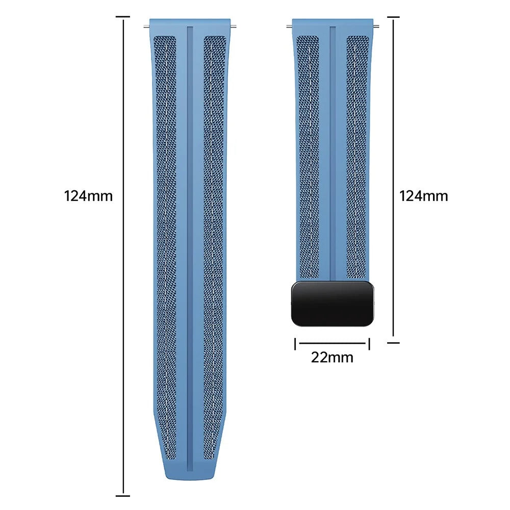 22mm Watch Band For Huawei Watch GT 5 Pro 46mm / Garmin Forerunner 265 Nylon+Silicone Smartwatch Strap - Black - 5