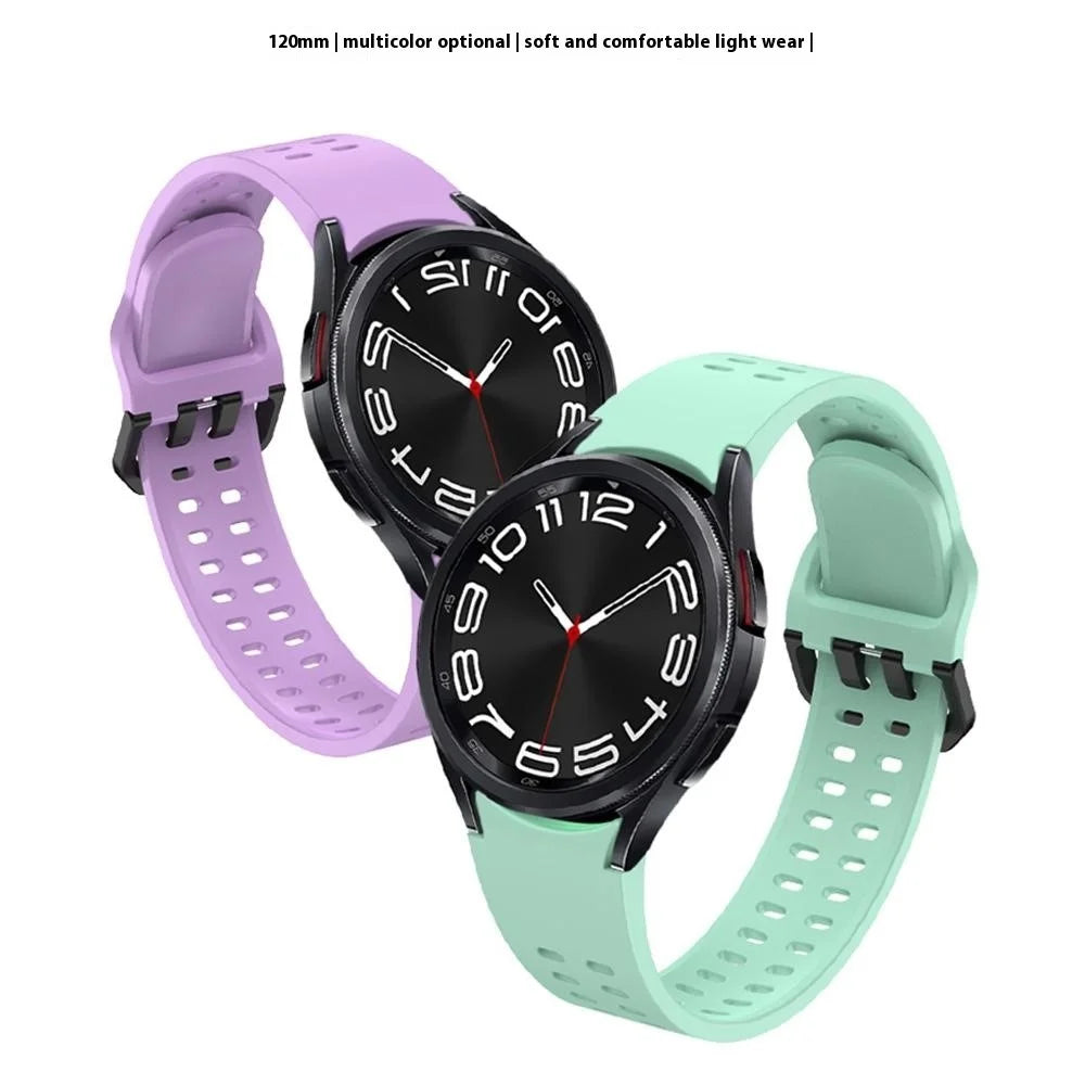 For Samsung Galaxy Watch7  /  Watch6  /  Watch 5 44mm 40mm Silicone Watch Band Double Hole Button Strap - White - 3