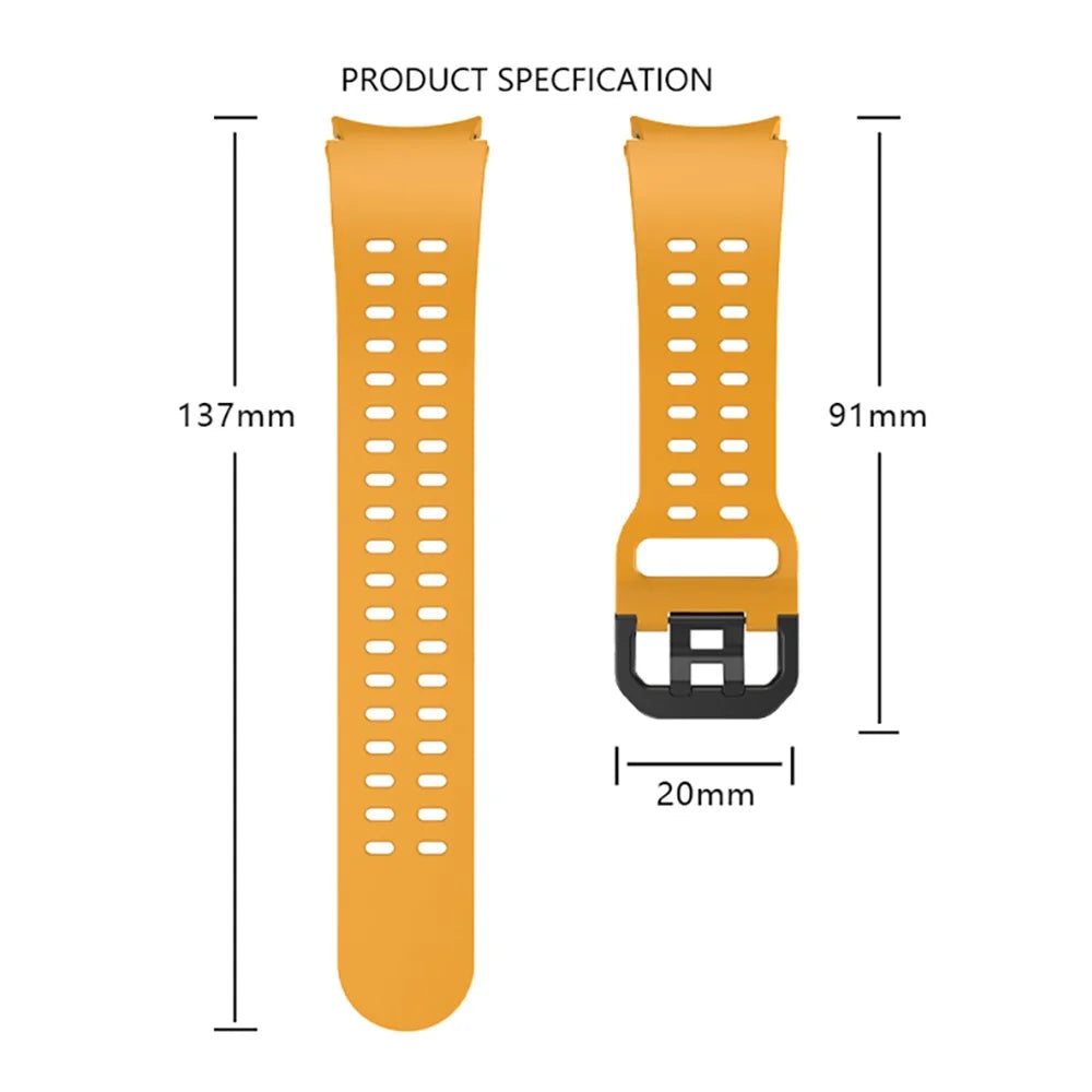 For Samsung Galaxy Watch7  /  Watch6  /  Watch 5 44mm 40mm Silicone Watch Band Double Hole Button Strap - White - 7