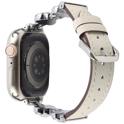 Watch Band For Apple Watch Ultra 3 2 1 49mm / Series 11 10 46mm / 9 8 7 45mm / SE3 SE2 SE 6 5 4 44mm / 3 2 1 42mm Ultra Fiber Leather Diamond-Shaped Strap - White - 1