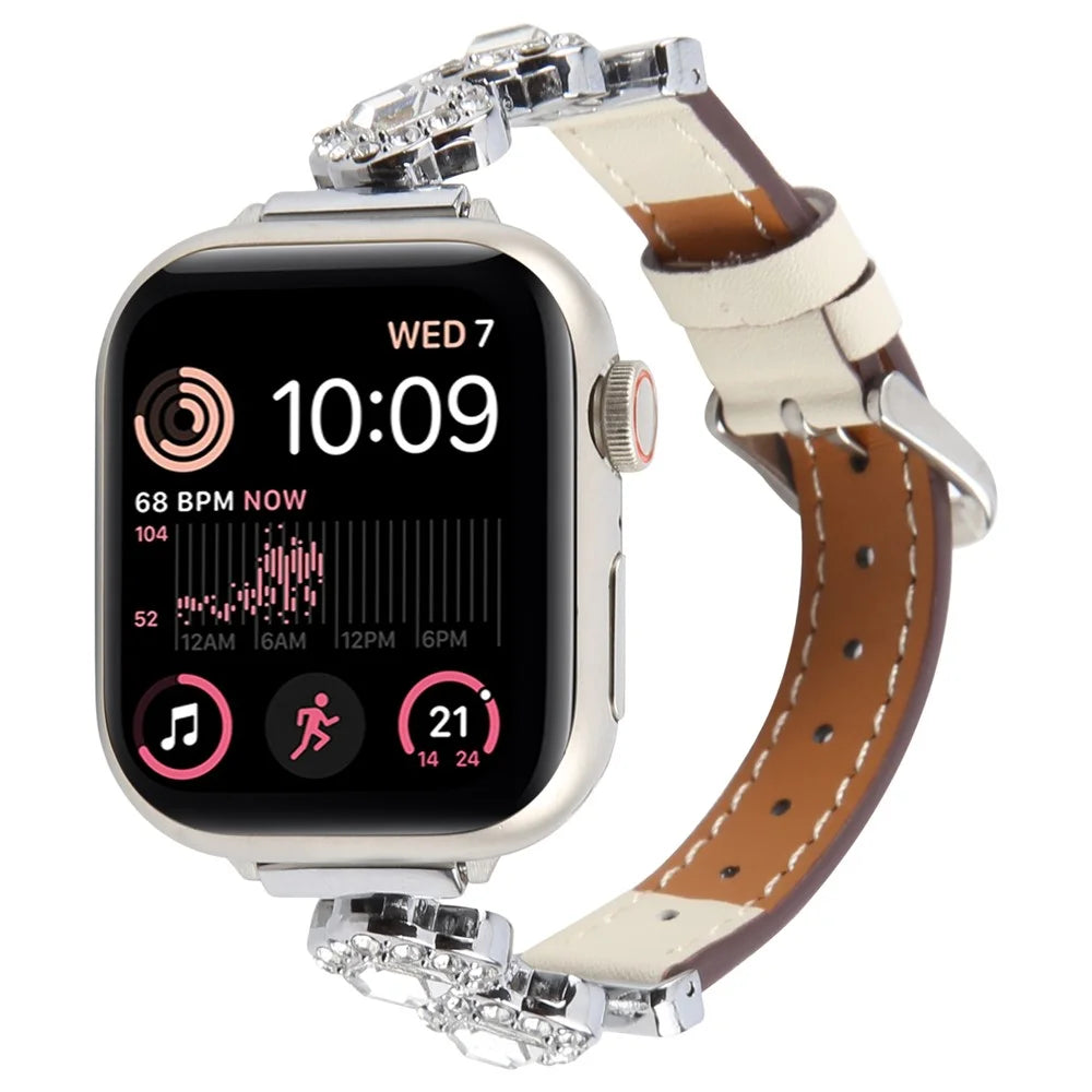 Watch Band For Apple Watch Ultra 3 2 1 49mm / Series 11 10 46mm / 9 8 7 45mm / SE3 SE2 SE 6 5 4 44mm / 3 2 1 42mm Ultra Fiber Leather Diamond-Shaped Strap - White - 2