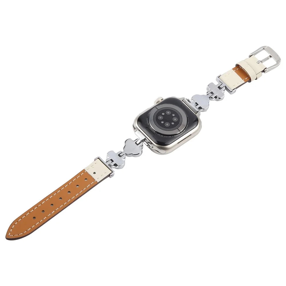 Watch Band For Apple Watch Ultra 3 2 1 49mm / Series 11 10 46mm / 9 8 7 45mm / SE3 SE2 SE 6 5 4 44mm / 3 2 1 42mm Ultra Fiber Leather Diamond-Shaped Strap - White - 4