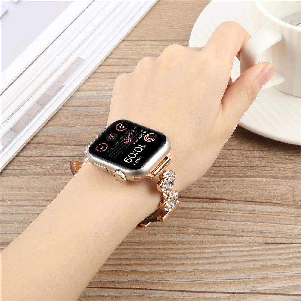 Watch Band For Apple Watch Ultra 3 2 1 49mm / Series 11 10 46mm / 9 8 7 45mm / SE3 SE2 SE 6 5 4 44mm / 3 2 1 42mm Ultra Fiber Leather Diamond-Shaped Strap - White - 7