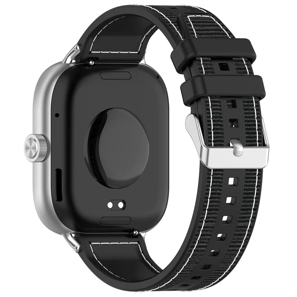 Silicone Strap for Xiaomi Smart Band 10 Pro / 9 Pro / 8 Pro / Redmi Watch 6 / 5 / 4 Composite Woven Watch Band - Black - 1
