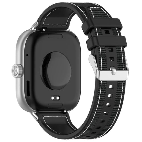 Silicone Strap for Xiaomi Smart Band 10 Pro / 9 Pro / 8 Pro / Redmi Watch 6 / 5 / 4 Composite Woven Watch Band - Black - 1