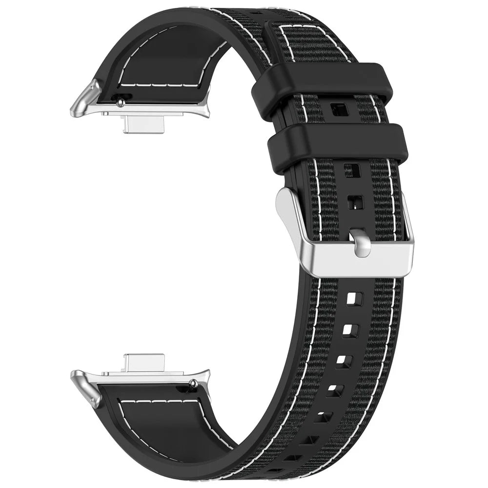 Silicone Strap for Xiaomi Smart Band 10 Pro / 9 Pro / 8 Pro / Redmi Watch 6 / 5 / 4 Composite Woven Watch Band - Black - 2