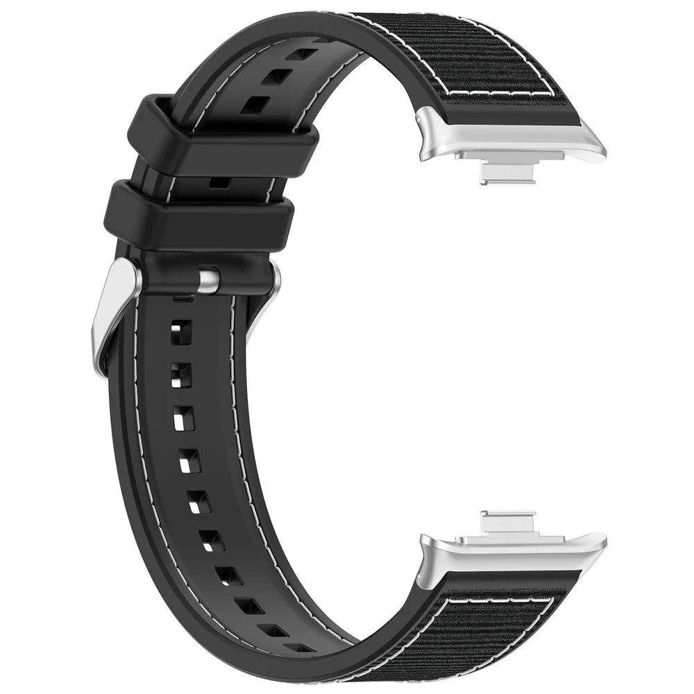 Silicone Strap for Xiaomi Smart Band 10 Pro / 9 Pro / 8 Pro / Redmi Watch 6 / 5 / 4 Composite Woven Watch Band - Black - 3