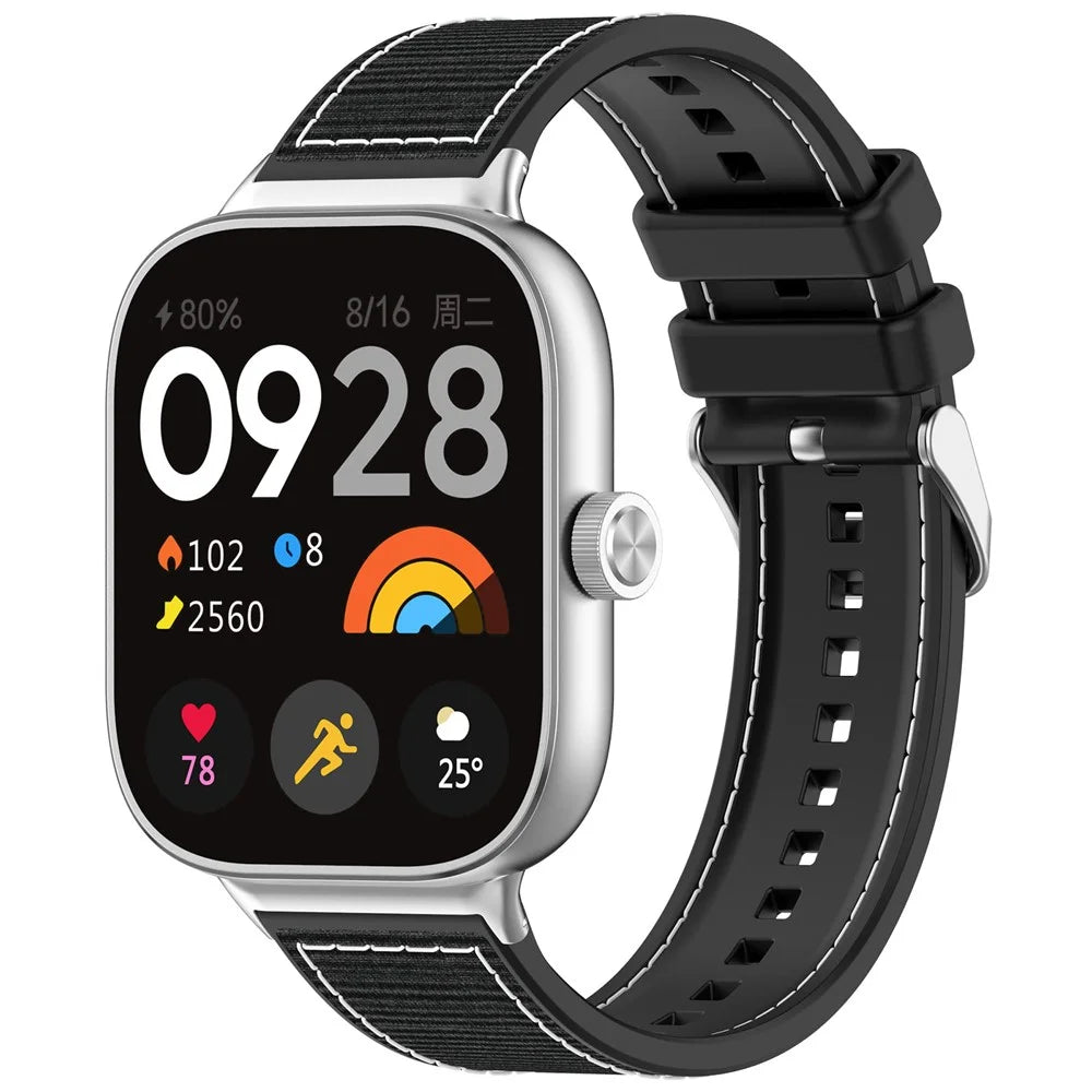 Silicone Strap for Xiaomi Smart Band 10 Pro / 9 Pro / 8 Pro / Redmi Watch 6 / 5 / 4 Composite Woven Watch Band - Black - 4