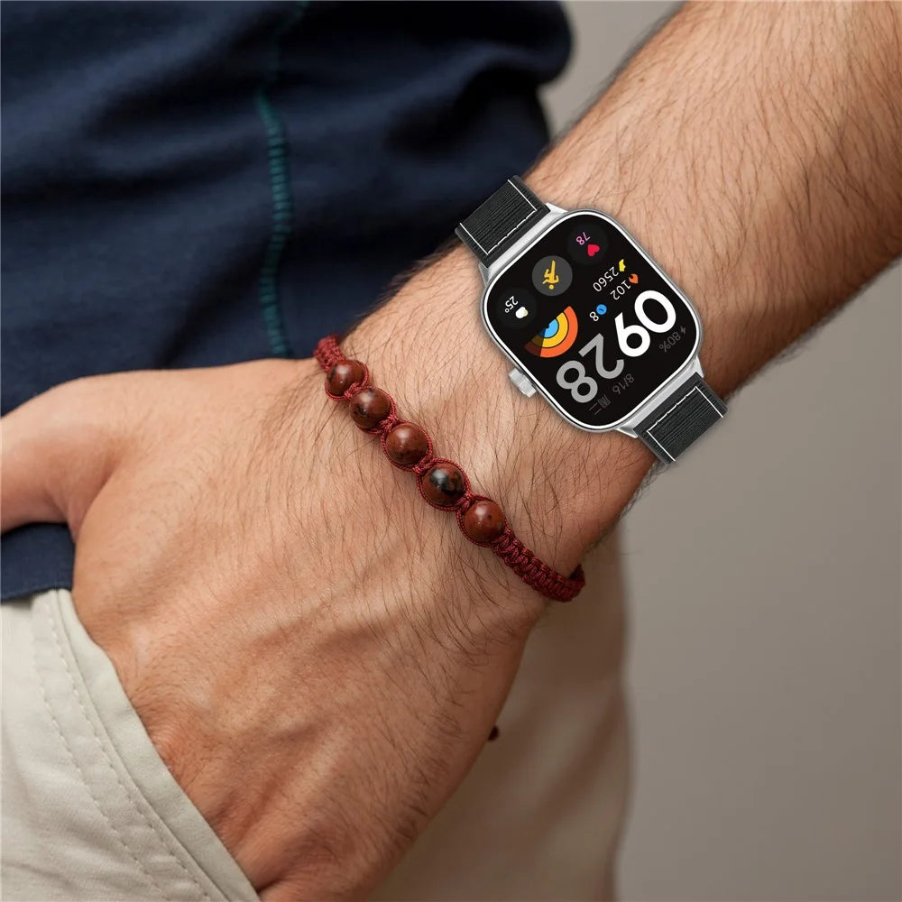 Silicone Strap for Xiaomi Smart Band 10 Pro / 9 Pro / 8 Pro / Redmi Watch 6 / 5 / 4 Composite Woven Watch Band - Black - 6