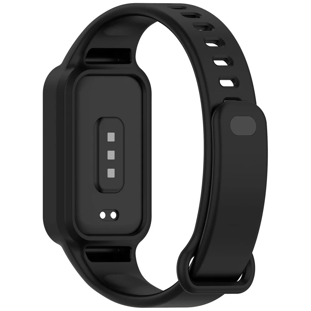 For Xiaomi Smart Band 9 Active / Redmi Band 3 Watch Band Soft Silicone Strap with Watch Case - Black - 2