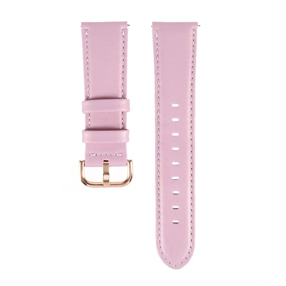 22mm Plain PU Leather Watch Band Replacement for Samsung Galaxy Watch 46mm/Gear S3/Huawei Watch GT 2 46mm Watch Strap - Pink - 1