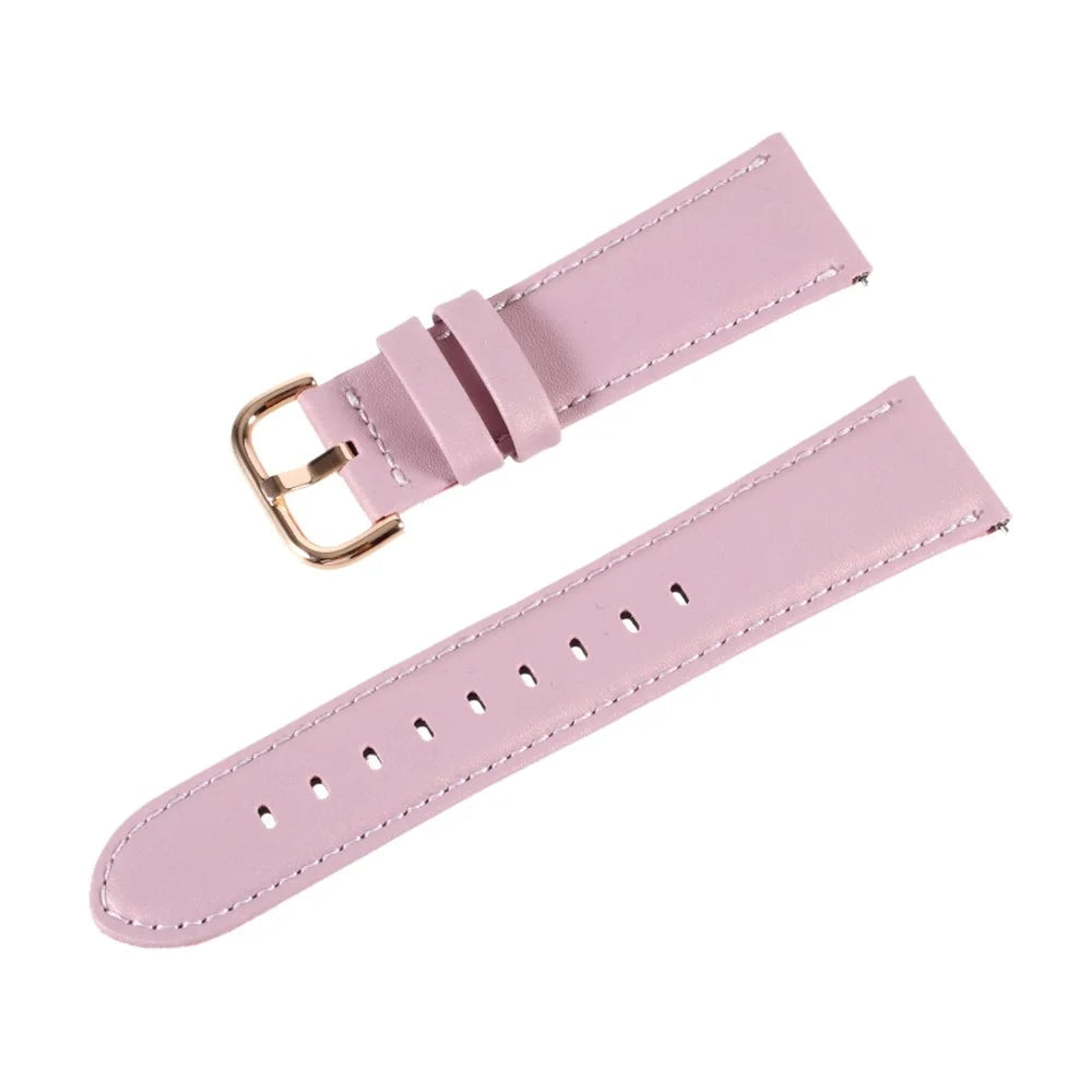 22mm Plain PU Leather Watch Band Replacement for Samsung Galaxy Watch 46mm/Gear S3/Huawei Watch GT 2 46mm Watch Strap - Pink - 2