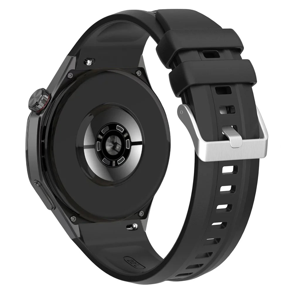 For Huawei Watch GT 5 Pro 46mm Silicone Watch Strap Adjustable Strap with Silver Buckle - Black - 1