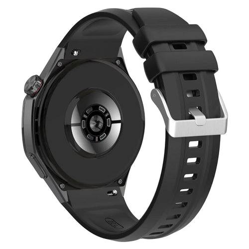 For Huawei Watch GT 5 Pro 46mm Silicone Watch Strap Adjustable Strap with Silver Buckle - Black - 1