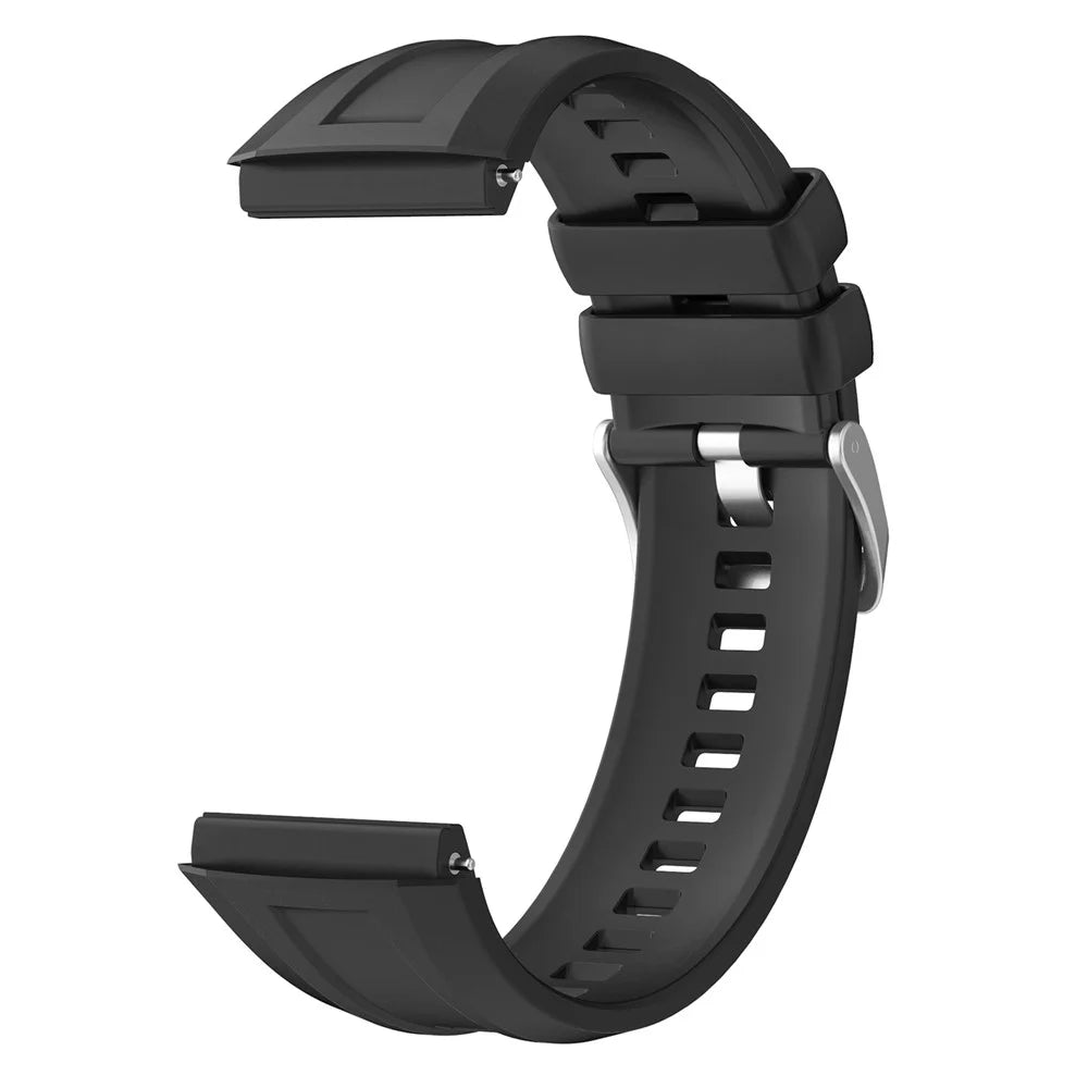 For Huawei Watch GT 5 Pro 46mm Silicone Watch Strap Adjustable Strap with Silver Buckle - Black - 2