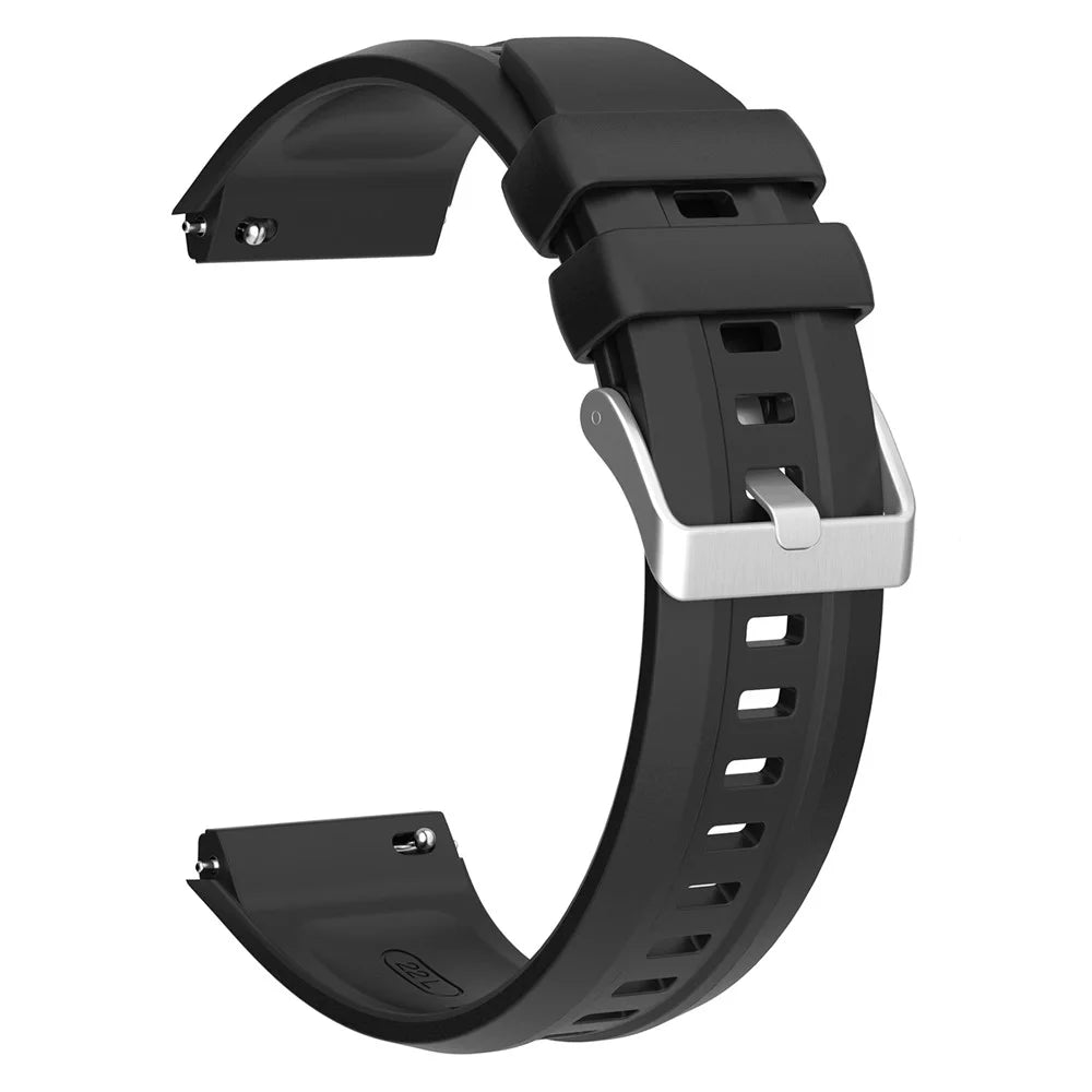 For Huawei Watch GT 5 Pro 46mm Silicone Watch Strap Adjustable Strap with Silver Buckle - Black - 3