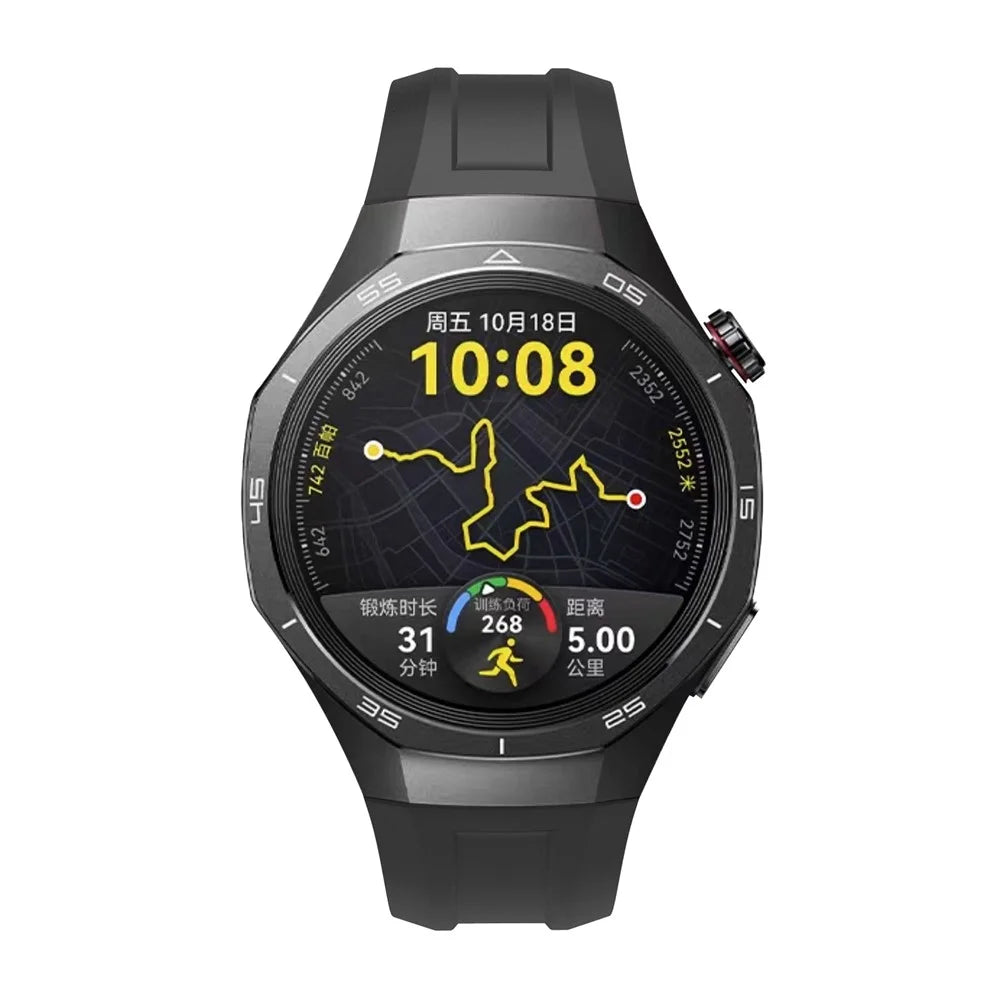 For Huawei Watch GT 5 Pro 46mm Silicone Watch Strap Adjustable Strap with Silver Buckle - Black - 5