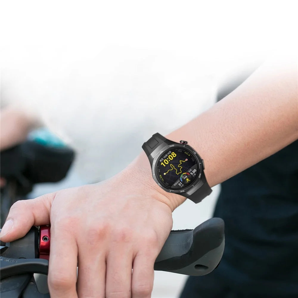 For Huawei Watch GT 5 Pro 46mm Silicone Watch Strap Adjustable Strap with Silver Buckle - Black - 7