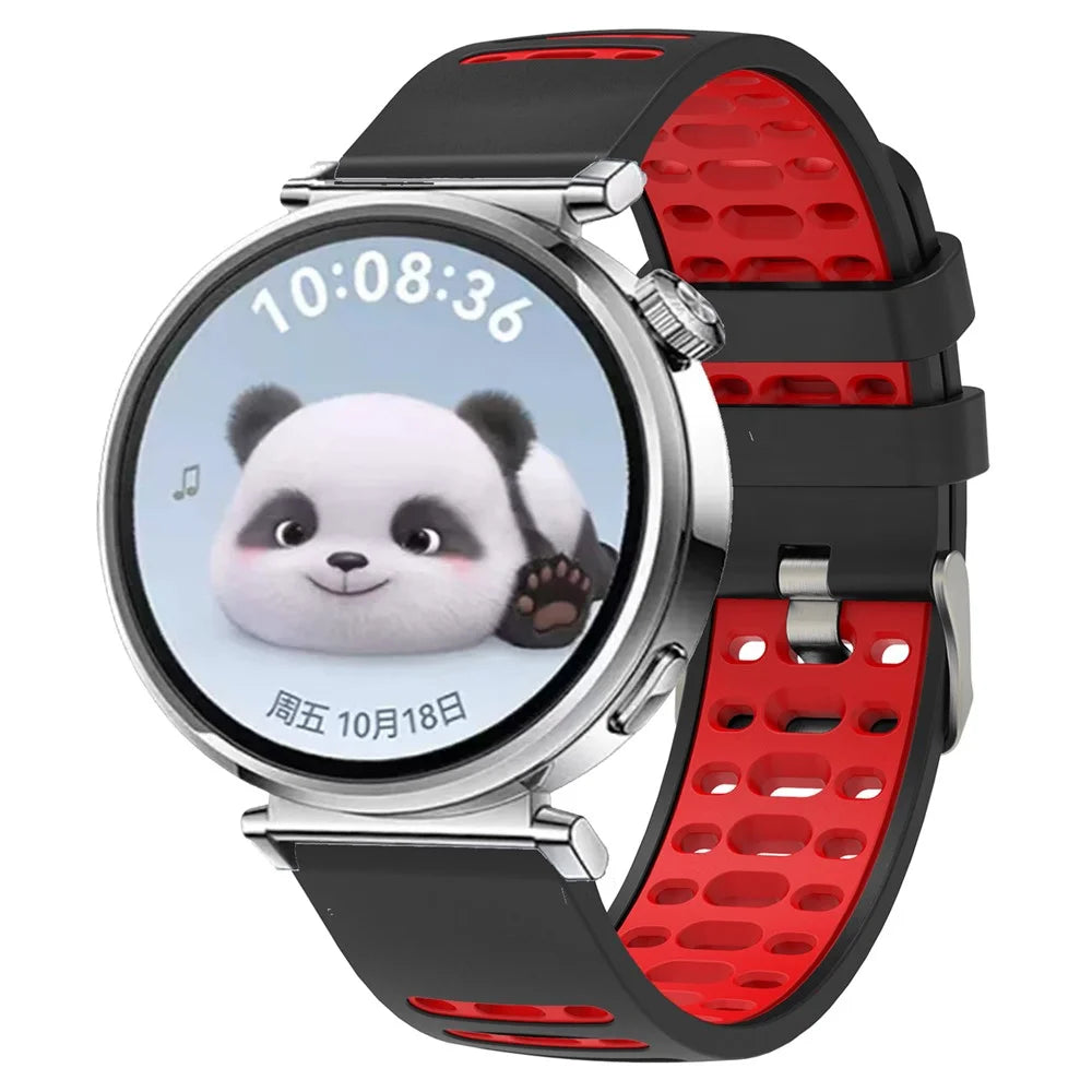 18mm Silicone Band for Huawei Watch GT 5 Pro 42mm / GT 5 41mm / Garmin Forerunner 265S Dual Color Watch Strap - Black+Red - 3