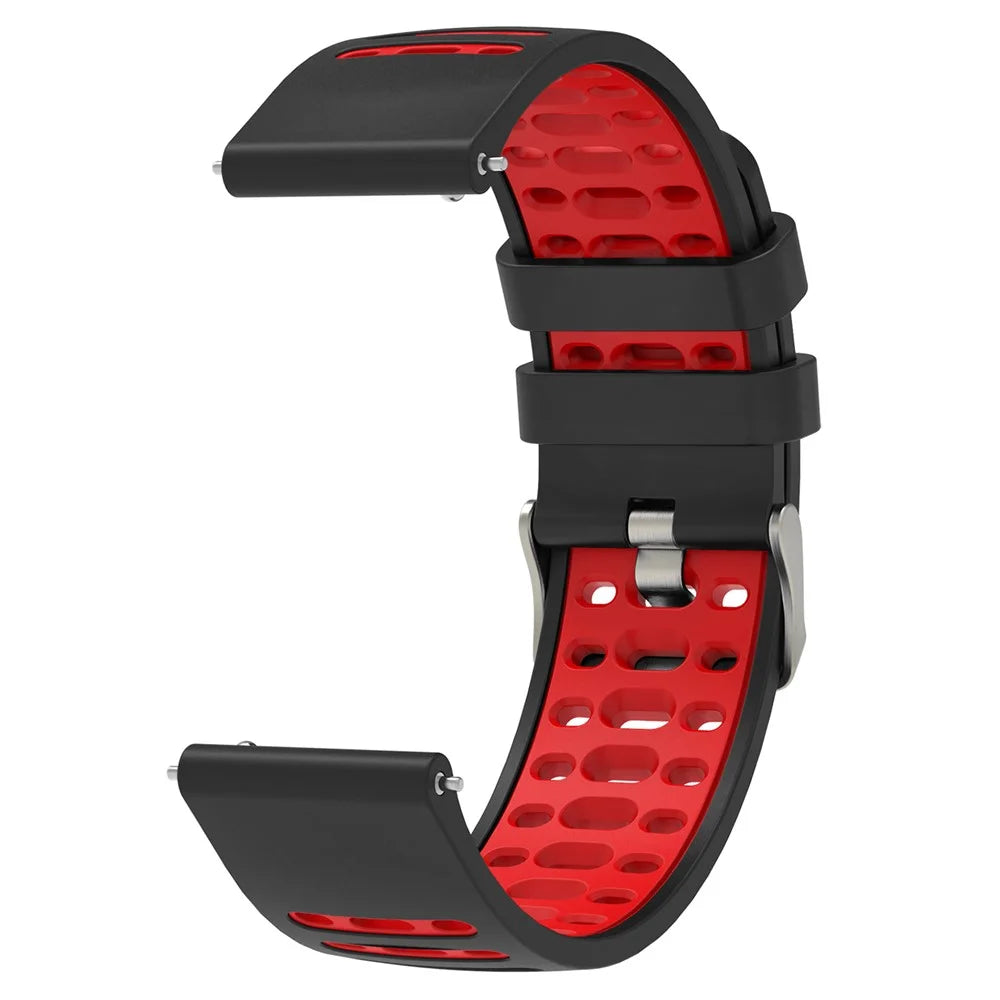 20mm Silicone Band for Samsung Galaxy Watch6 44mm / 40mm / Huawei Watch GT 2 42mm Dual Color Watch Strap - Black+Red - 2