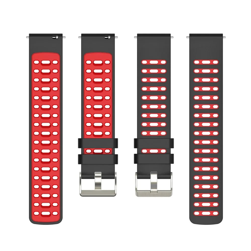 20mm Silicone Band for Samsung Galaxy Watch6 44mm / 40mm / Huawei Watch GT 2 42mm Dual Color Watch Strap - Black+Red - 4