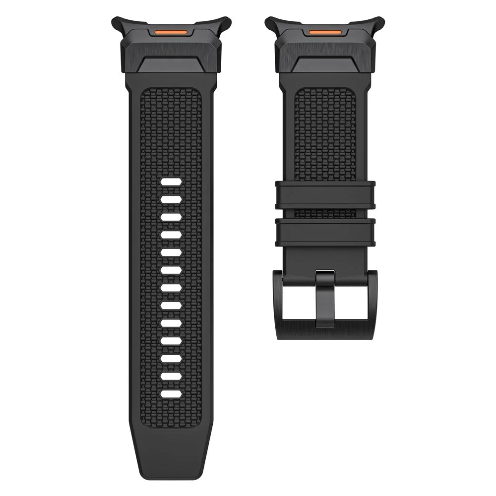 LEMONDA For Samsung Galaxy Watch Ultra2 47mm / Watch Ultra (2025) 47mm / Watch Ultra 47mm Band Rubber Breathable Watch Strap - Black / Black Connector - 2
