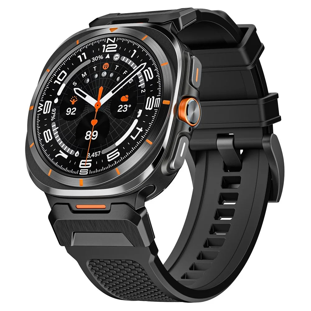 LEMONDA For Samsung Galaxy Watch Ultra2 47mm / Watch Ultra (2025) 47mm / Watch Ultra 47mm Band Rubber Breathable Watch Strap - Black / Black Connector - 3