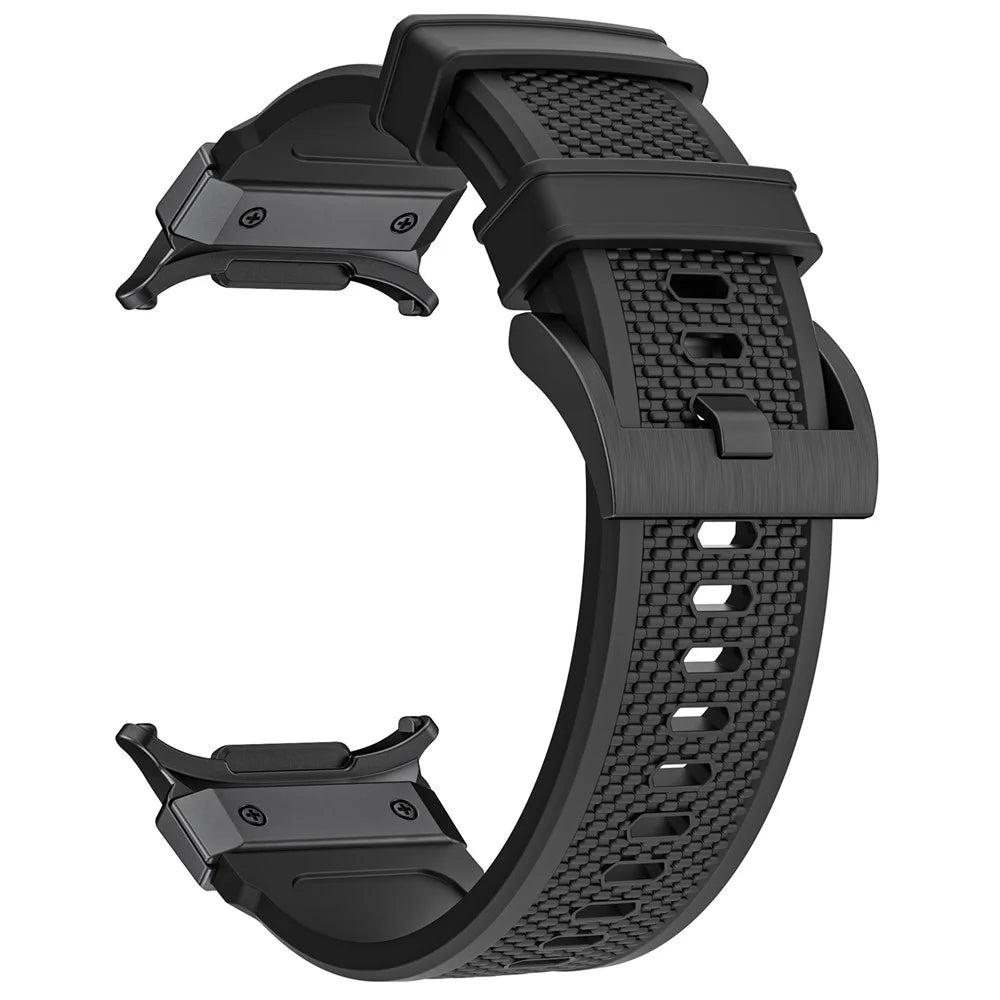 LEMONDA For Samsung Galaxy Watch Ultra2 47mm / Watch Ultra (2025) 47mm / Watch Ultra 47mm Band Rubber Breathable Watch Strap - Black / Black Connector - 4