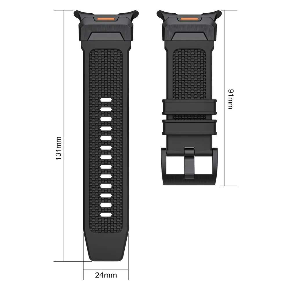 LEMONDA For Samsung Galaxy Watch Ultra2 47mm / Watch Ultra (2025) 47mm / Watch Ultra 47mm Band Rubber Breathable Watch Strap - Black / Black Connector - 5