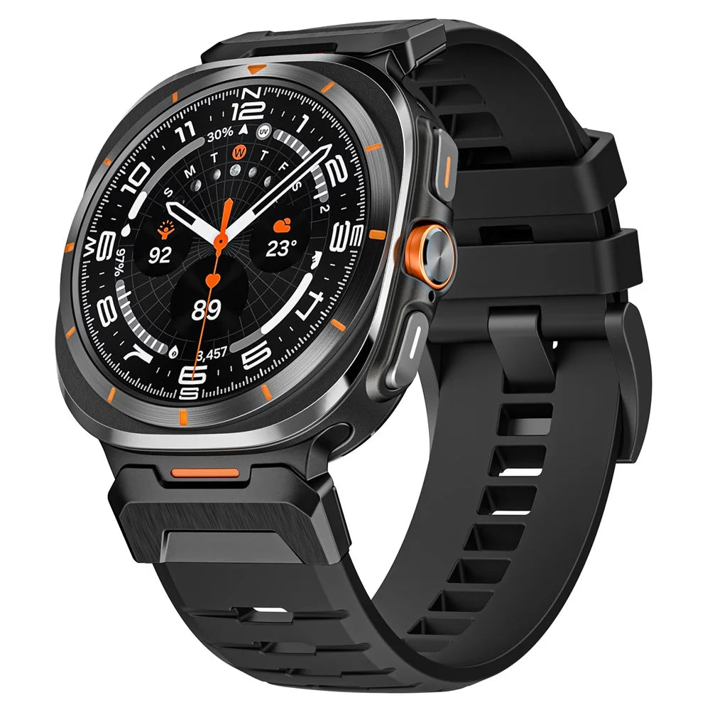 LEMONDA For Samsung Galaxy Watch Ultra2 47mm / Watch Ultra (2025) 47mm / Watch Ultra 47mm Fluorubber Strap Sweatproof Sport Watch Band - Black / Black Connector - 3