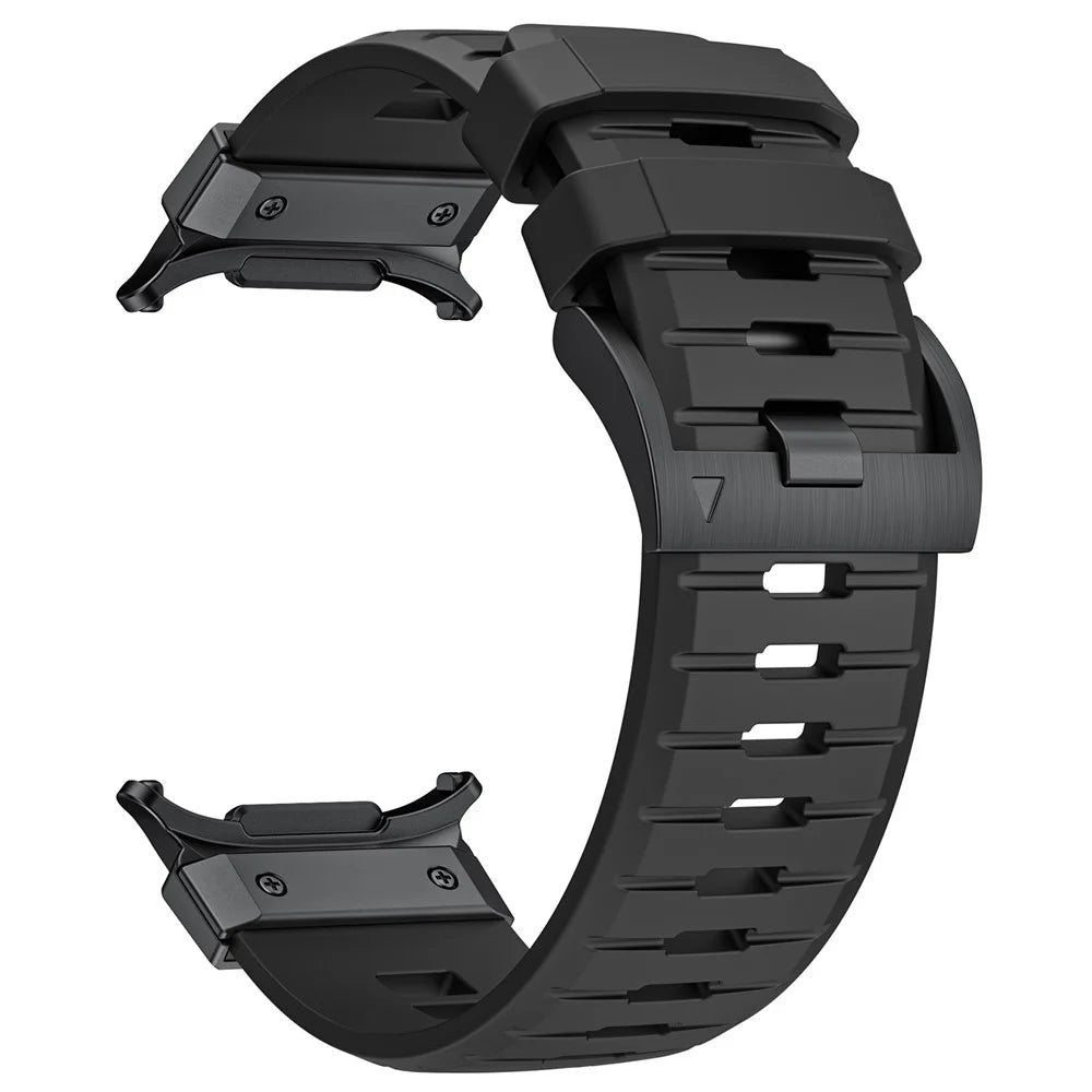LEMONDA For Samsung Galaxy Watch Ultra2 47mm / Watch Ultra (2025) 47mm / Watch Ultra 47mm Fluorubber Strap Sweatproof Sport Watch Band - Black / Black Connector - 4