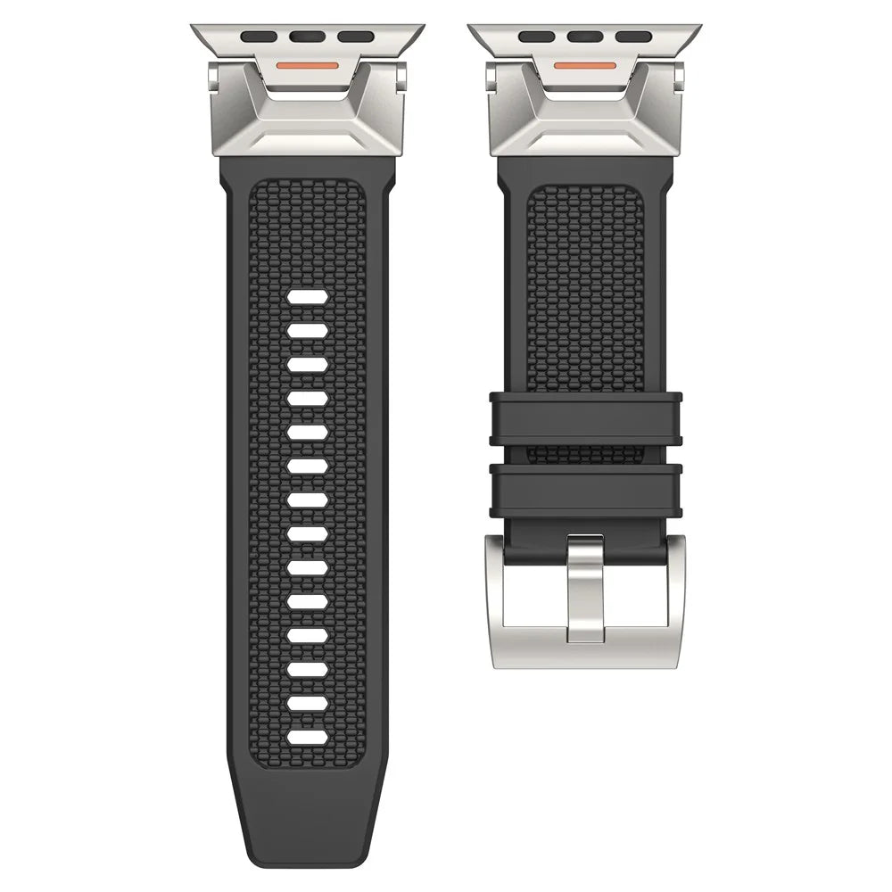 LEMONDA Watch Strap For Apple Watch Ultra 3 2 1 49mm / Series 11 10 46mm / 9 8 7 45mm / SE3 SE2 SE 6 5 4 44mm / 3 2 1 42mm Soft Rubber Sport Band - Black - 2