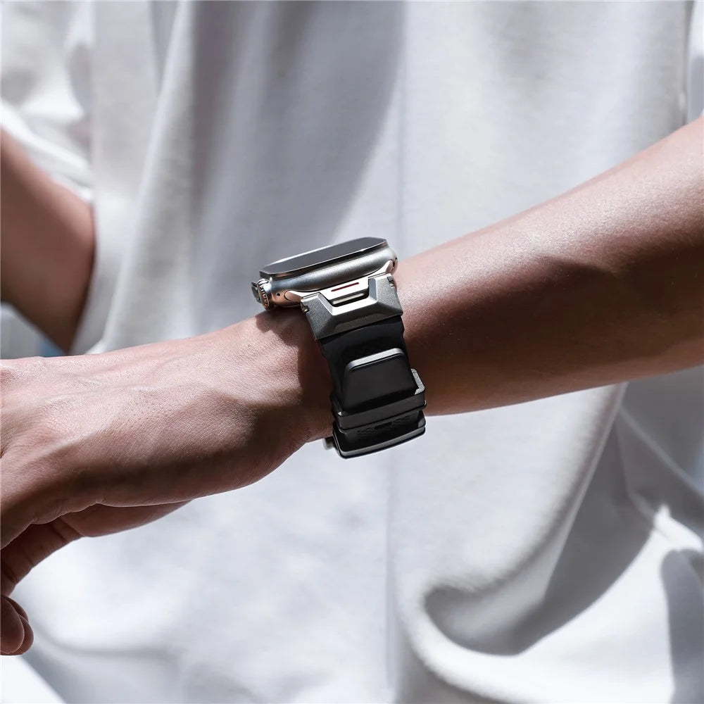 LEMONDA Watch Strap For Apple Watch Ultra 3 2 1 49mm / Series 11 10 46mm / 9 8 7 45mm / SE3 SE2 SE 6 5 4 44mm / 3 2 1 42mm Soft Rubber Sport Band - Black - 6
