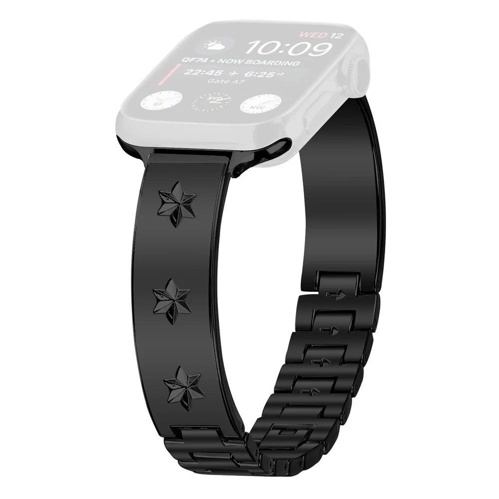 Replacement Strap for Apple Watch Series 11 10 42mm / 9 8 7 41mm / SE3 SE2 SE 6 5 4 40mm / 3 2 1 38mm Metal Watch Band - Black - 1