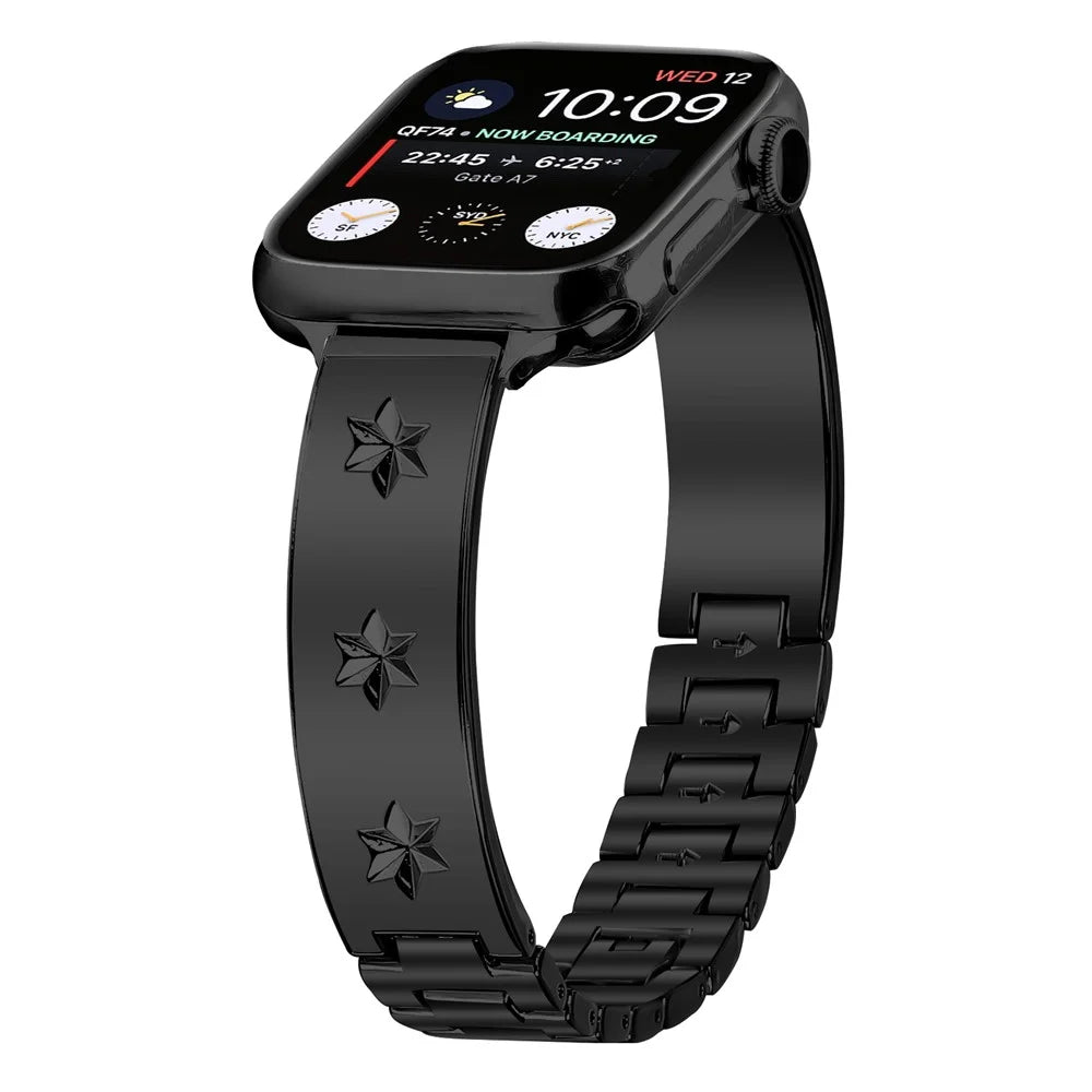 Replacement Strap for Apple Watch Series 11 10 42mm / 9 8 7 41mm / SE3 SE2 SE 6 5 4 40mm / 3 2 1 38mm Metal Watch Band - Black - 2